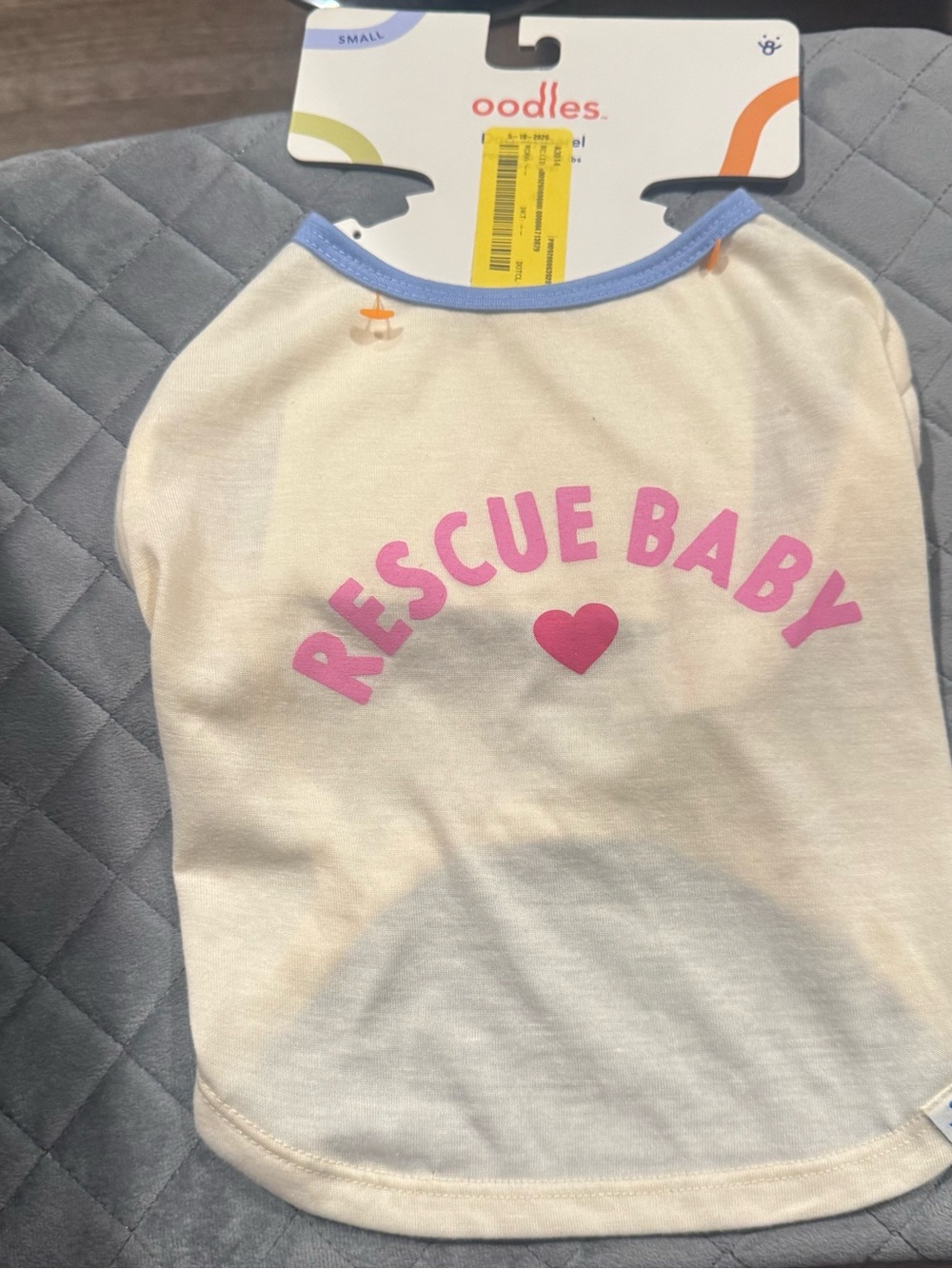 Rescue Baby Cream Tee with Pink Print